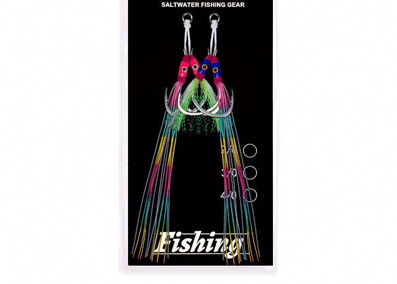 Slow Pitch Double Assist Hooks, Glow Thread, 1/0–5/0 – product photo