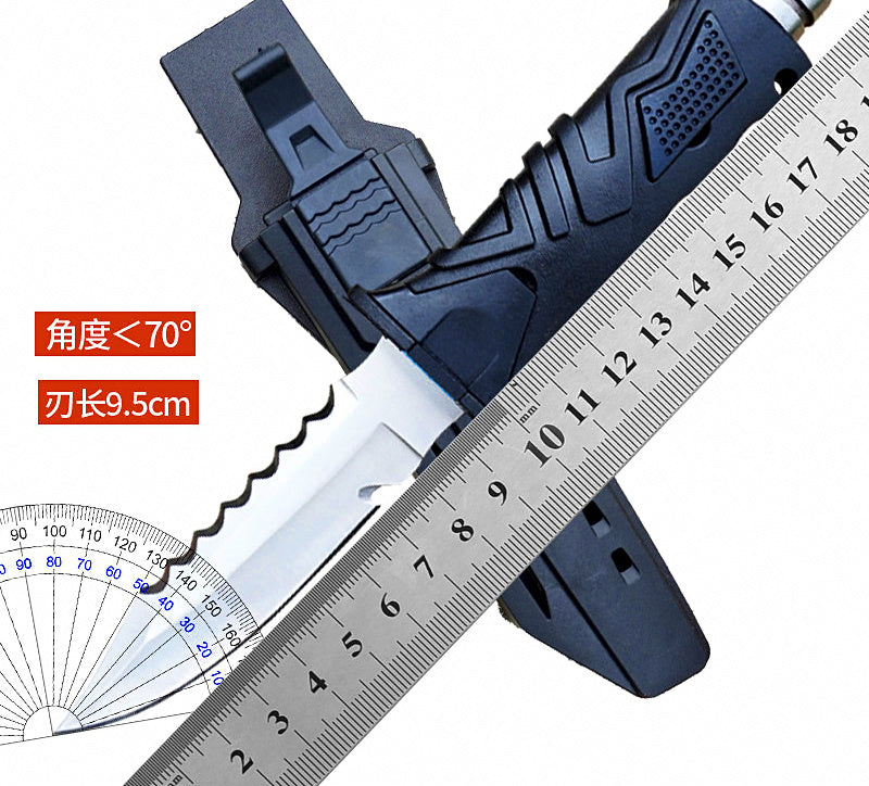 Stainless Steel Dive Knife with Leg Sheath, 9.9 cm Blade – product photo