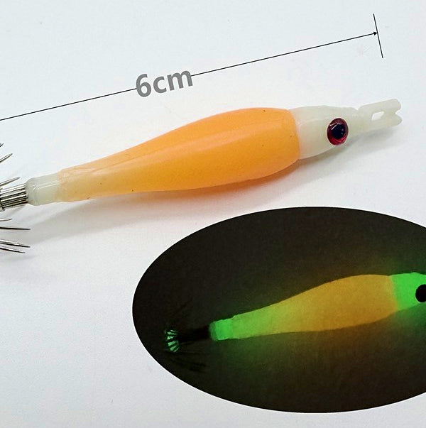 Glow Squid Jig, Single Hook Wood Shrimp, 5–6 cm (2–2.4 in) – product photo