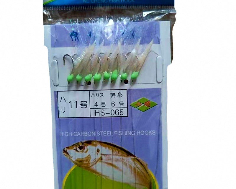 White Fish Skin Bait Rig, 8 Hooks per Pack, Sizes 5-26 – product photo
