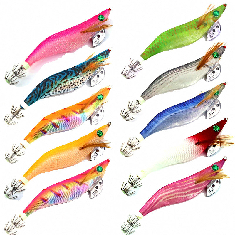 Glow Wood Shrimp Squid Jig, 1.5–3.5 in, 8–19 g (0.3–0.7 oz)