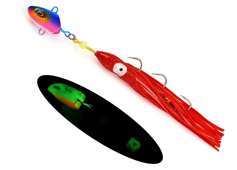 Glow Slow Pitch Jig with Squid Tail, 100–300 g (3.5–10.6 oz) – product photo