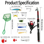 Kids Beginner Spinning Rod & Reel Combo, Fiberglass – product photo