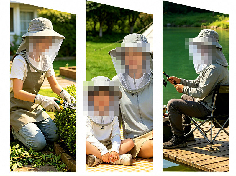 Fishing Sun Hat with Bug Net Face Cover, Wide Brim – product photo