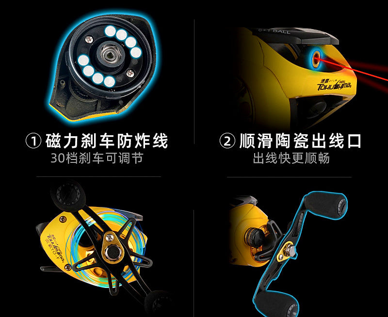 Round Baitcasting Reel, 7.2:1 Gear Ratio, 7 Bearings – product photo