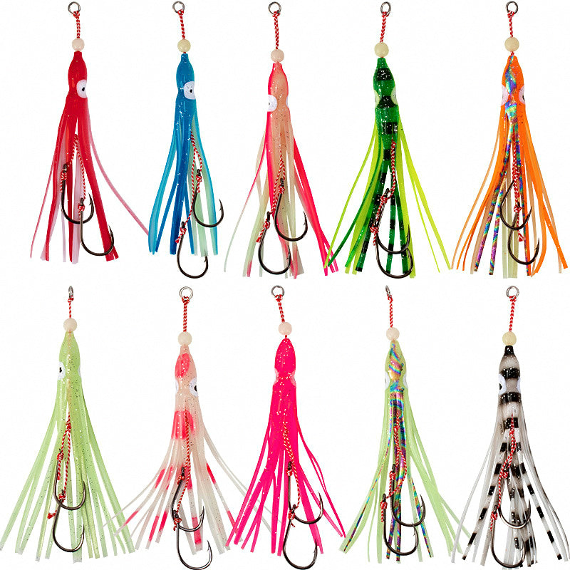 Squid Jig with Hooks, 12 cm (4.7 in) Octopus Skirt Style
