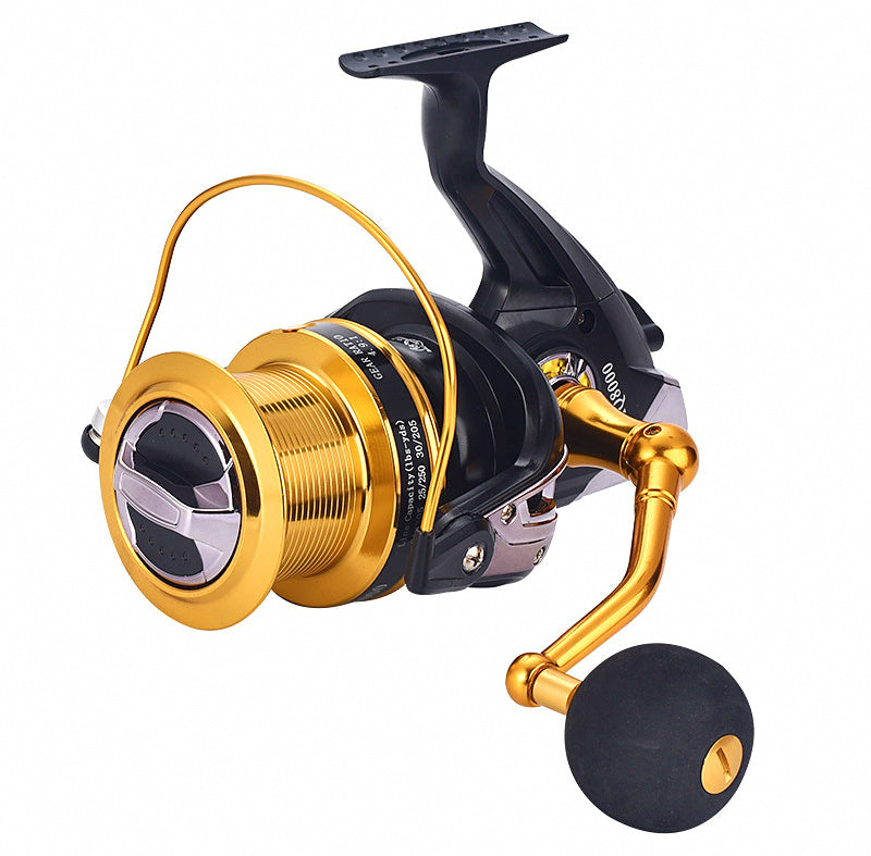 Long Cast Spinning Reel, 12+1 Bearings, Black Gold, 8000-12000