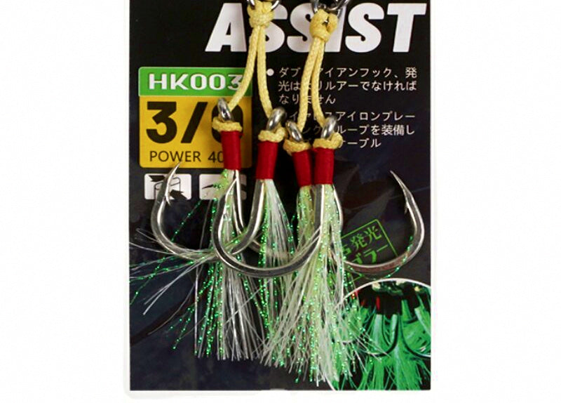 Luminous Double Assist Hooks, Aramid-Tied, 1/0–5/0 – product photo
