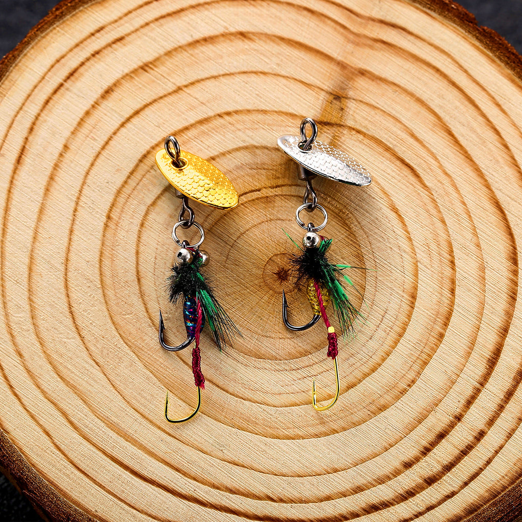 Double-Hook Sequin Fly Lure Rig, Gold & Silver – product photo