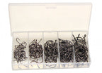 Eyed Ring Hook Assortment, 150 pcs, Sizes 4-12 (Barbed) – product photo