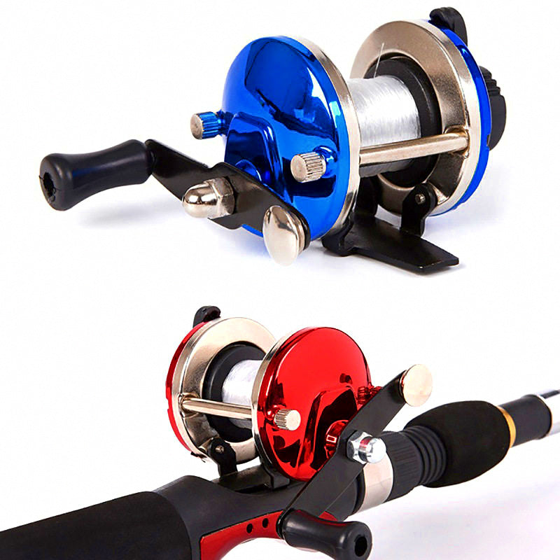 Mini Metal Teardrop Closed-Face Reel, Red or Blue – product photo
