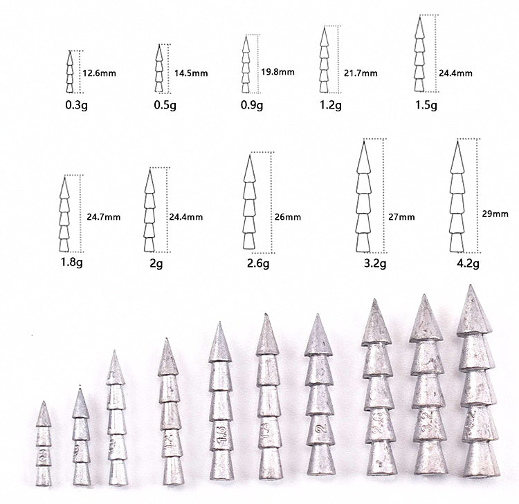 Neko Rig Insert Weights, Die-Cast Lead, 0.01–0.15 oz (0.3–4.2 g) – product photo