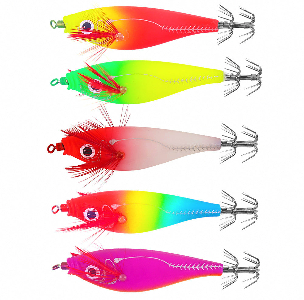 Glow Squid Jig Wood Shrimp with Rattle, 80 mm, 7.5 g (0.26 oz)