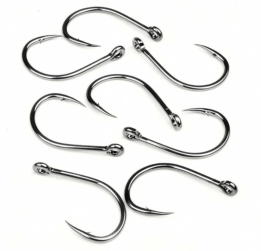 Barbed Ring Eye Hook, Sizes 3/0–11/0, Saltwater Boat – product photo