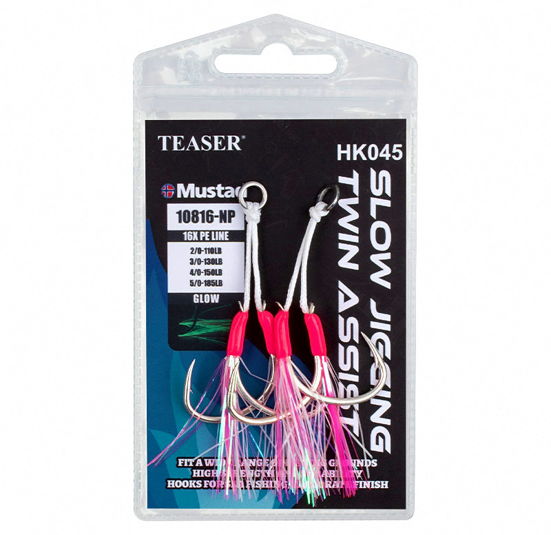 Double Assist Hooks for Slow Pitch Jigs, UV Glow, 2-Pack – product photo