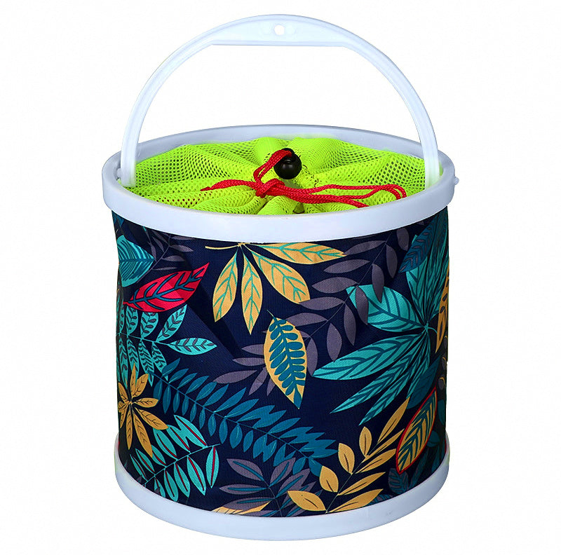 Collapsible Fishing Water Bucket with Rope, Oxford Cloth
