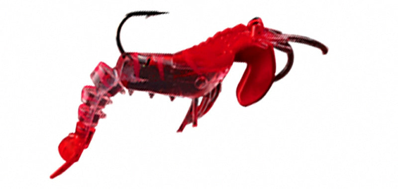 Jointed Soft Shrimp Lure, Glow and Clear Colors – product photo