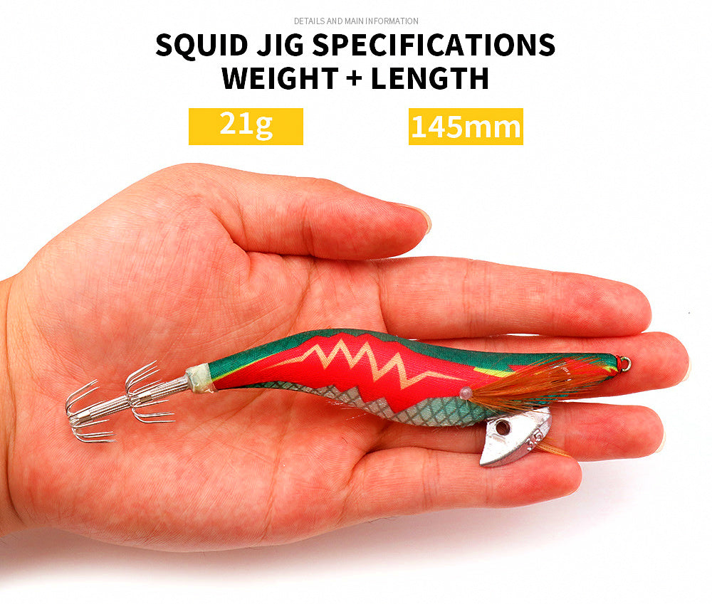Wood Shrimp Squid Jig, 14.5 cm (5.7 in) 21 g (0.74 oz) – product photo