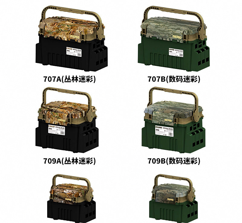 Camo Double-Layer Tackle Box with Rod Tubes & Cup Holder – product photo