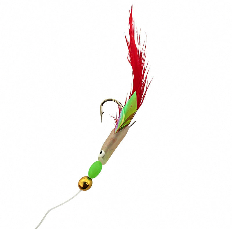 Feather Fish Head 3-Hook Rig, Barbed, Pack of 1 Rig