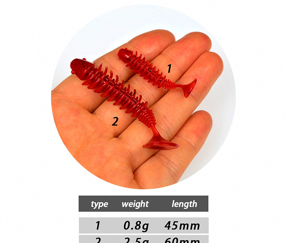 T-Tail Soft Grub Baits, 10 Pack, 4.5 cm (1.8 in) or 6 cm (2.4 in) – product photo
