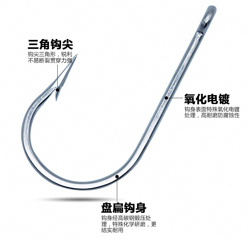 Stainless Steel Barbed Big Game Hooks, 1/0–16/0 (5-pack) – product photo