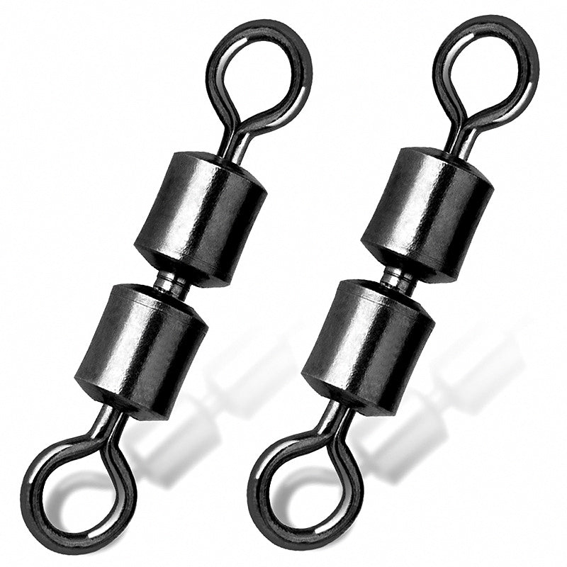 Black Double Joint Fishing Swivels, 15-Pack, Sizes 12–4/0