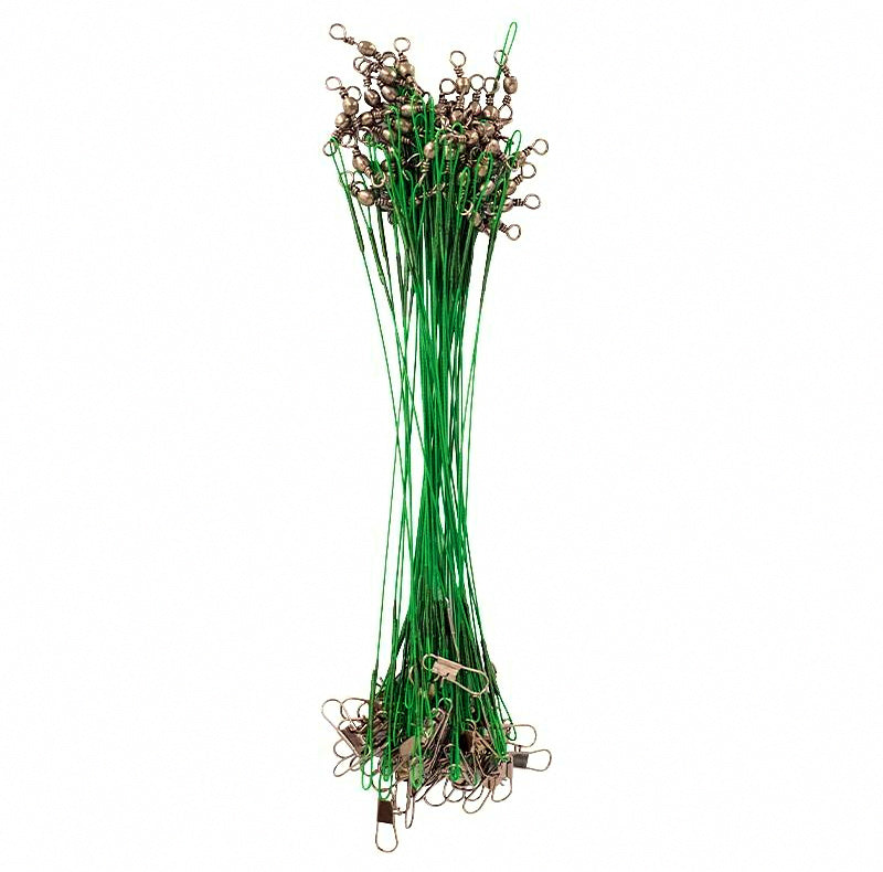 Anti-Tangle Steel Wire Leaders, Green, 10–30 cm (3.9–11.8 in)