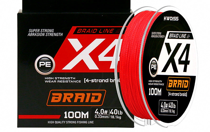 4-Strand PE Braided Fishing Line, 100 m (109 yd), 6–100 lb – product photo