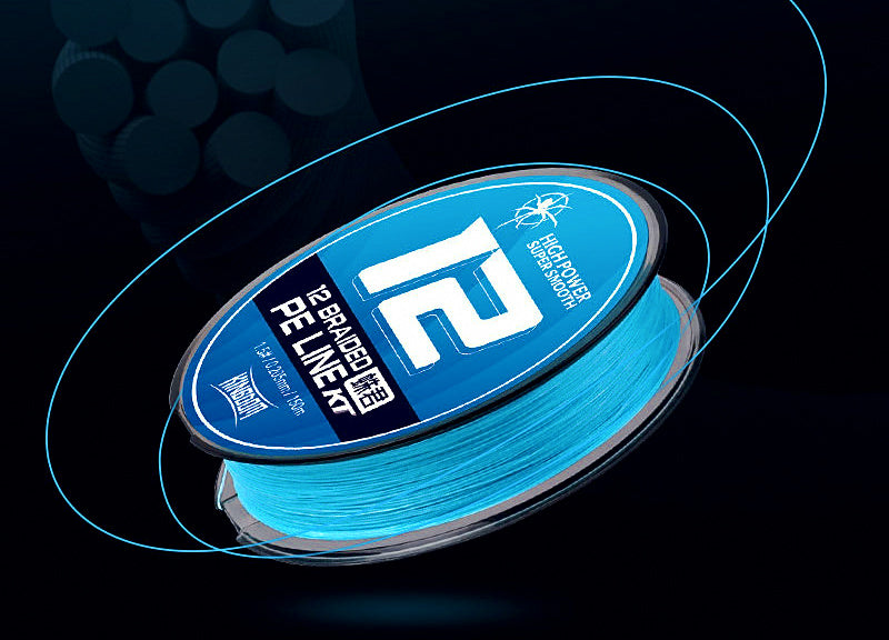 8 & 12 Strand PE Braided Fishing Line, Sky Blue, PE 0.6–2.0 – product photo