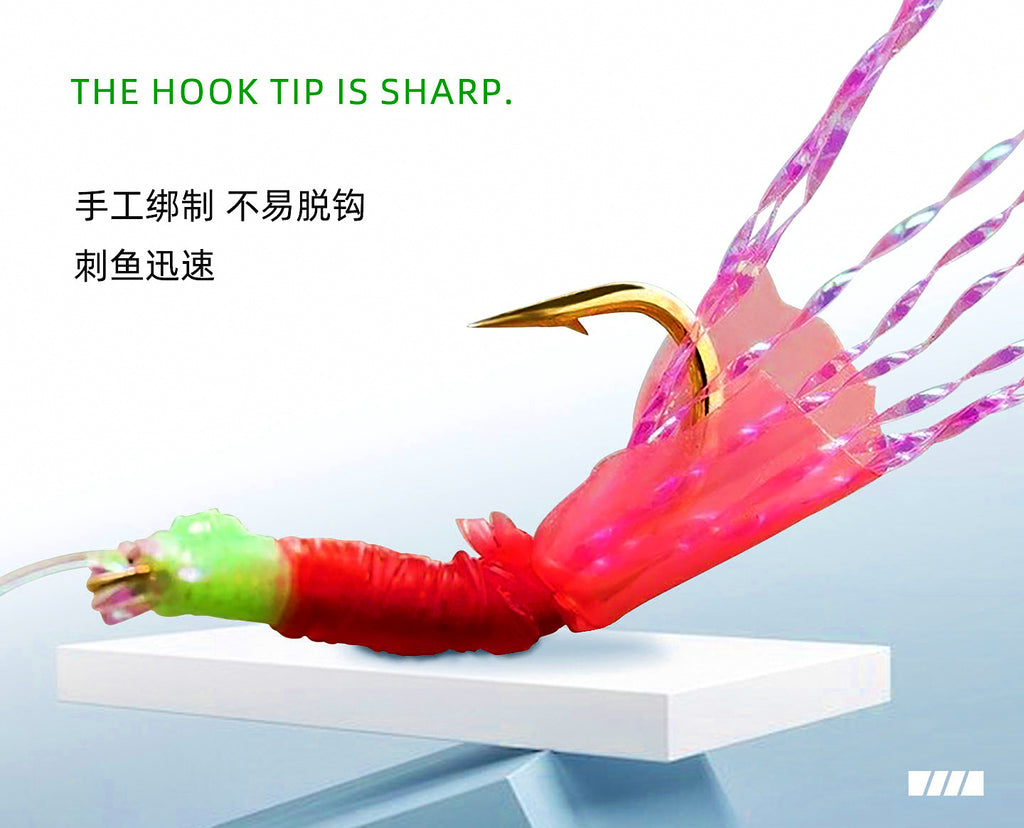 Fish Skin Bait Rig Set, 6-Hook String Rig with Sinker – product photo