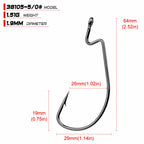 Offset Worm Hooks, Barbed Wide Gap, 1/0–5/0 – product photo