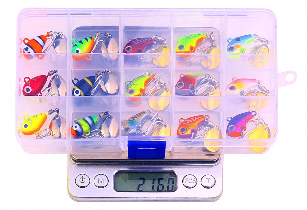 Micro VIB Blade Bait Lure Set with Spoons, 15-Piece – product photo