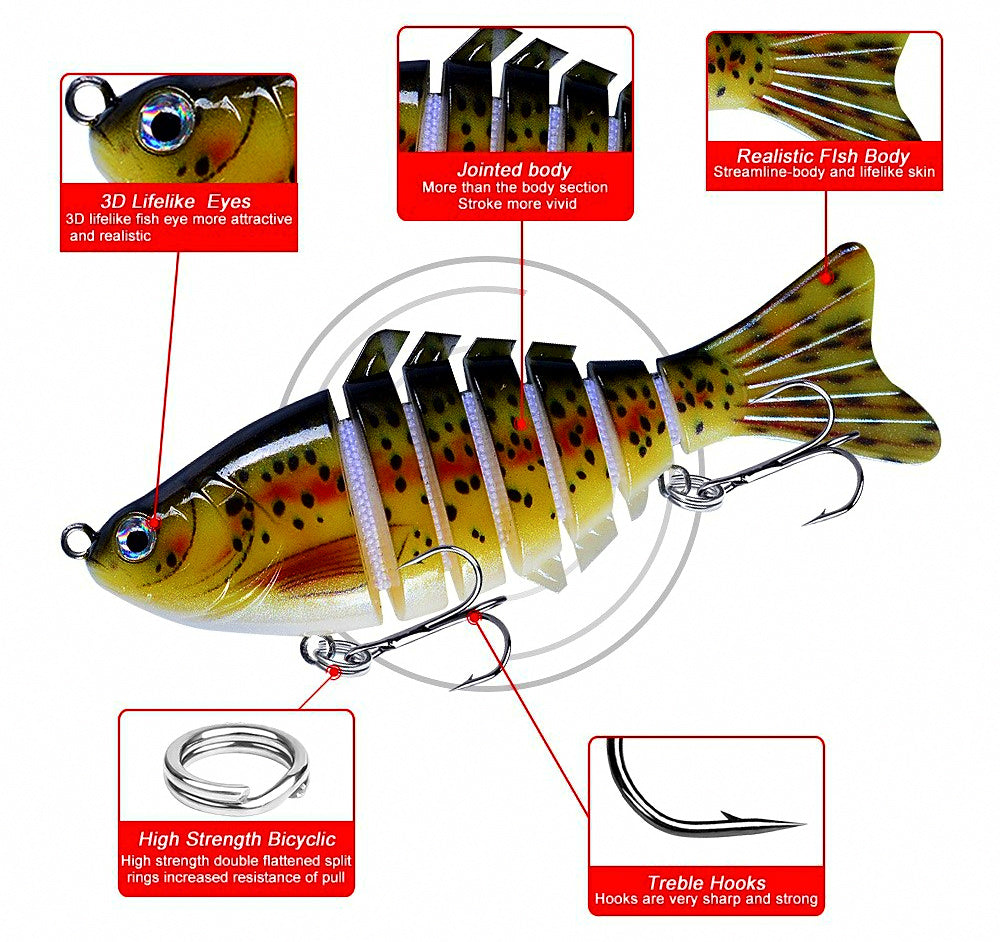 7-Segment Jointed Swimbait Hard Lure, 10 cm (4 in) – product photo