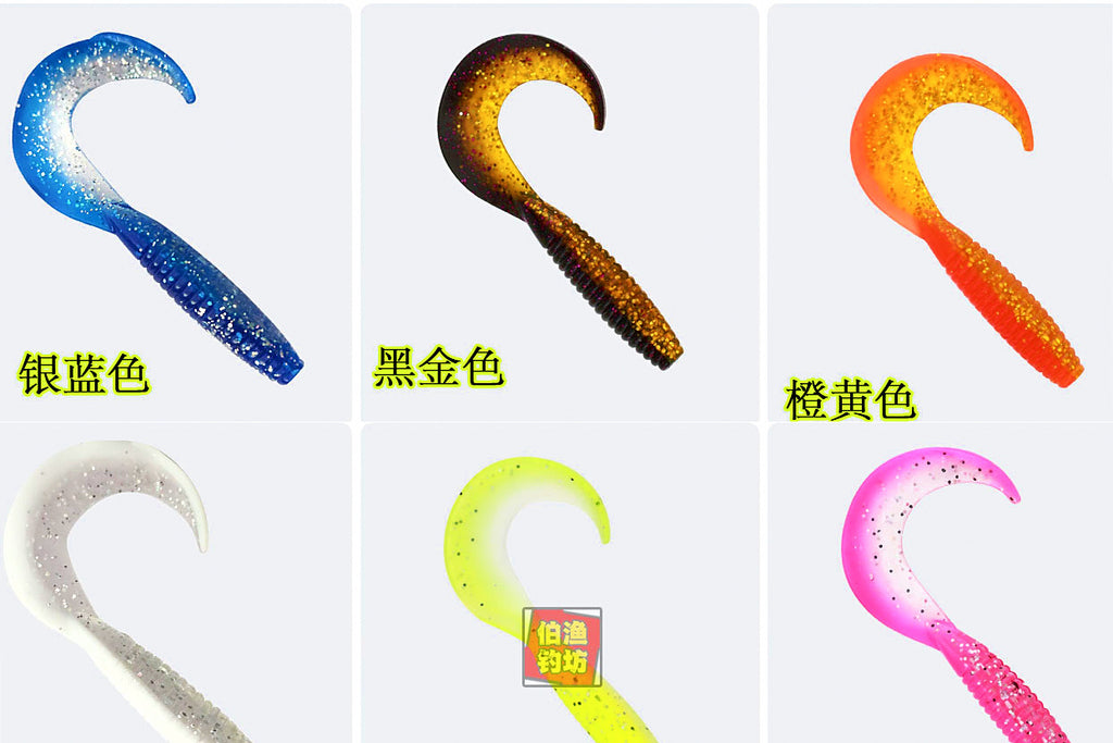 Two-Tone Curl Tail Soft Bait Grubs, 30 Pack, 2 Sizes – product photo