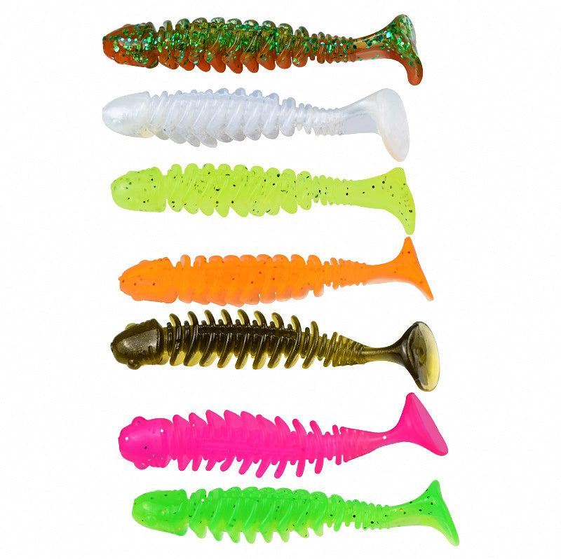 T-Tail Soft Plastic Worm Bait, 10-Pack, 4–6.5 cm (1.6–2.6 in)