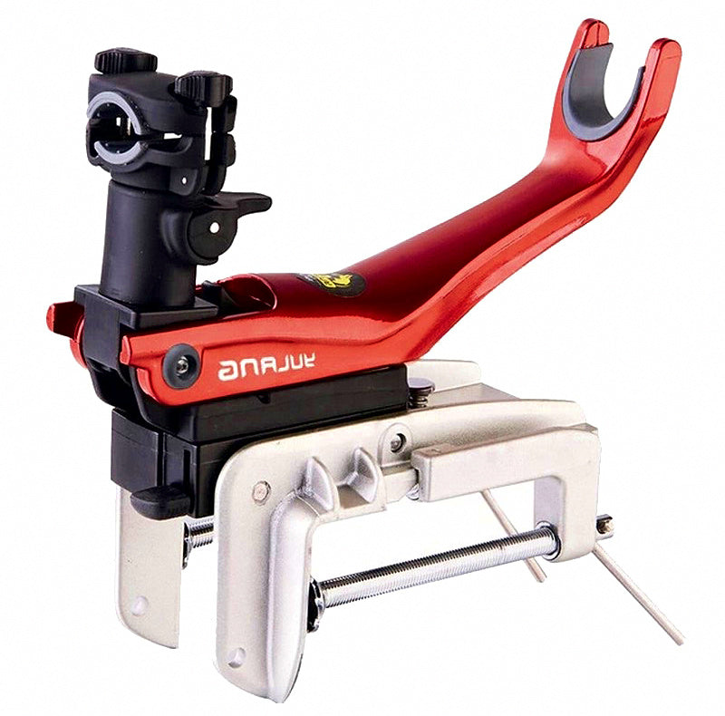 Aluminum Boat Rod Holder with Safety Leash, Clamp-On Rod Stand