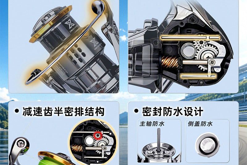 Metal Spool Fishing Reel, 1000–4000 Sizes, Reversible Handle – product photo