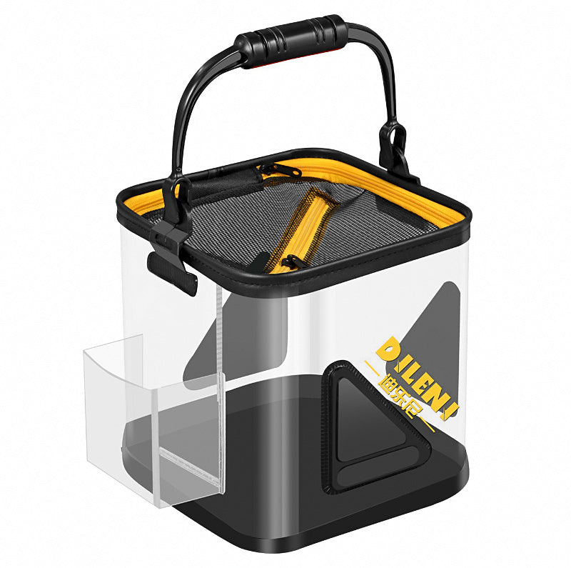Clear Collapsible Fishing Bucket, 5-13 L (1.3-3.4 gal)