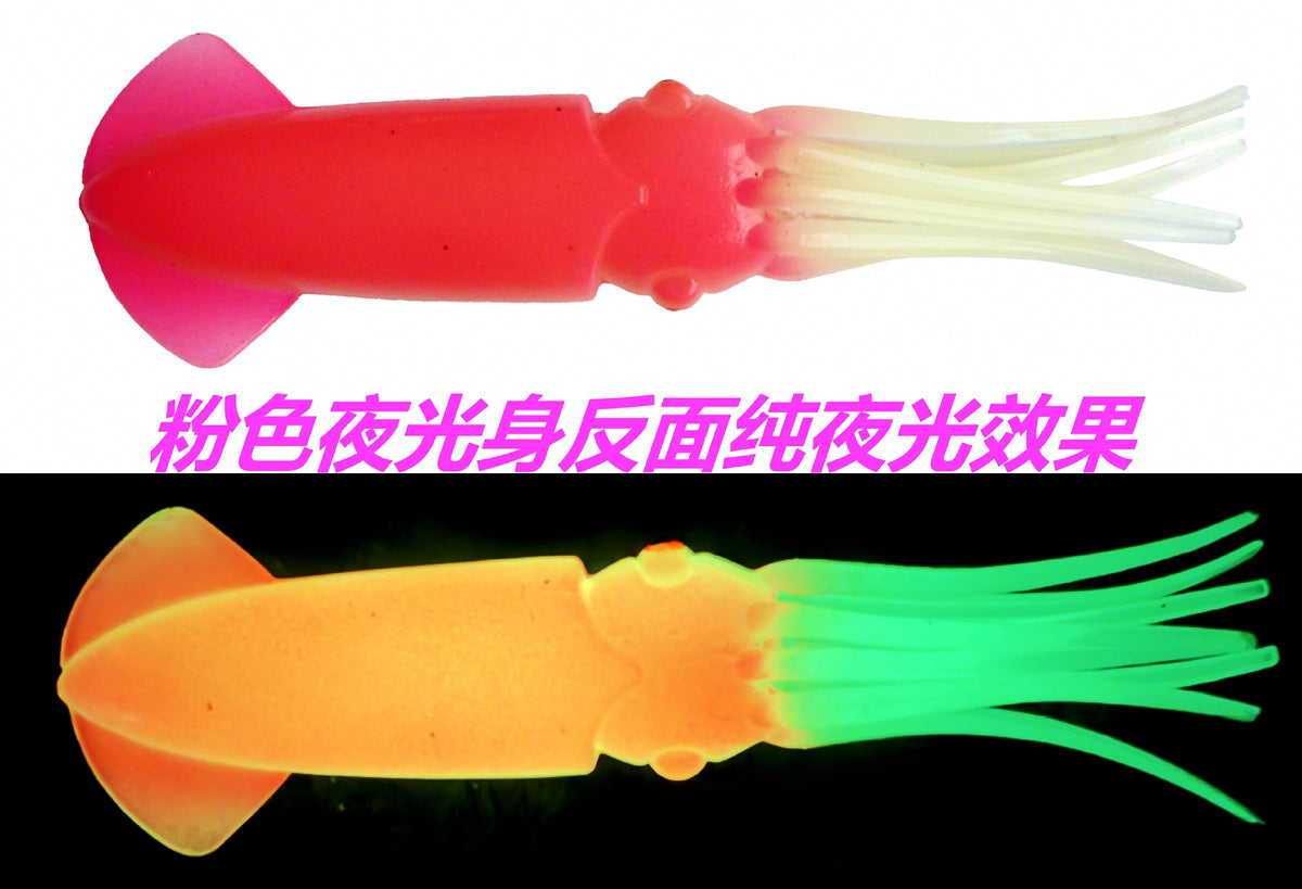 Soft Squid Lure, Glow Colors, 8–20 cm (3–8 in) – product photo