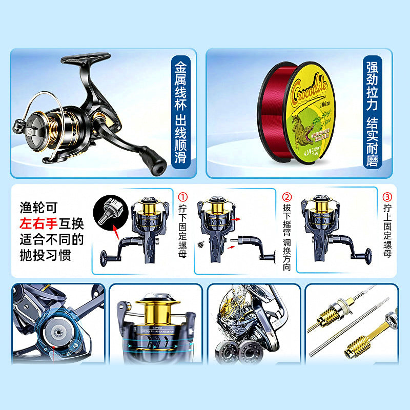 Telescopic Lure Rod & Spinning Reel Combo, 1.6–2.4 m (5.2–7.9 ft)