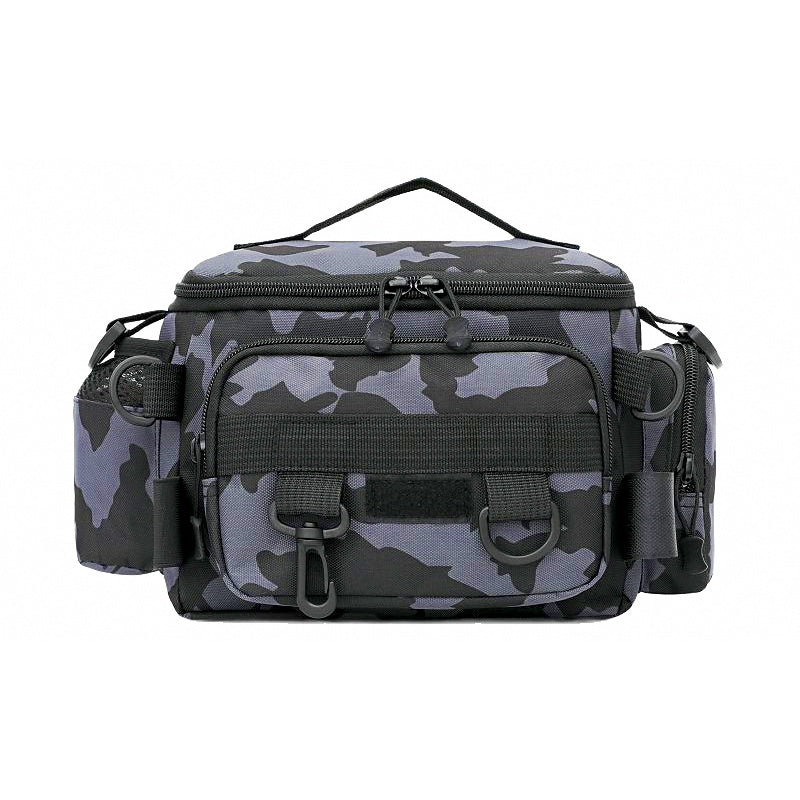 Fishing Waist Bag with Rod Holder, Oxford Cloth, Multi-Pocket