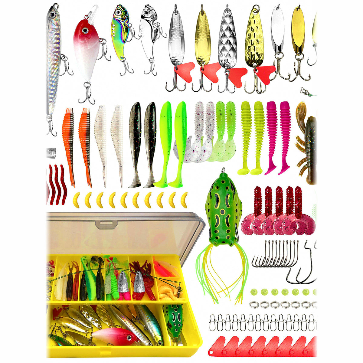 Lure Assortment Kit, Hard Baits, Minnows, Frogs, Spinnerbaits