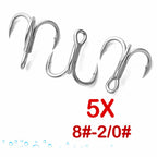 5X Strong Treble Hook, Carbon Steel, Gun Color, Sizes 8–2/0