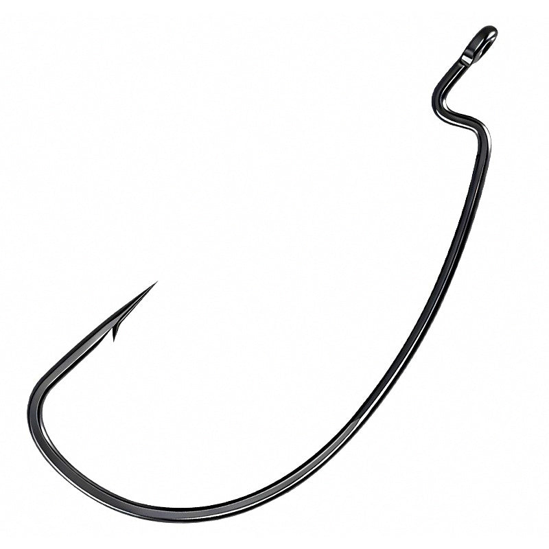 Wide Gap Offset Worm Hooks, Black Nickel, Sizes 1–6/0