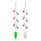 Sabiki-Style 6-Hook Rig, Red & Green Skin, Size 6–20