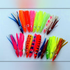 Glow Squid Skirt Trolling Lures, 10-Pack, Multiple Colors