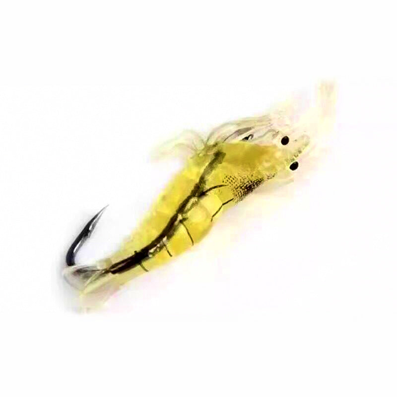 Soft Shrimp Lure with Hook, Yellow or Glow, 1–30 Pack