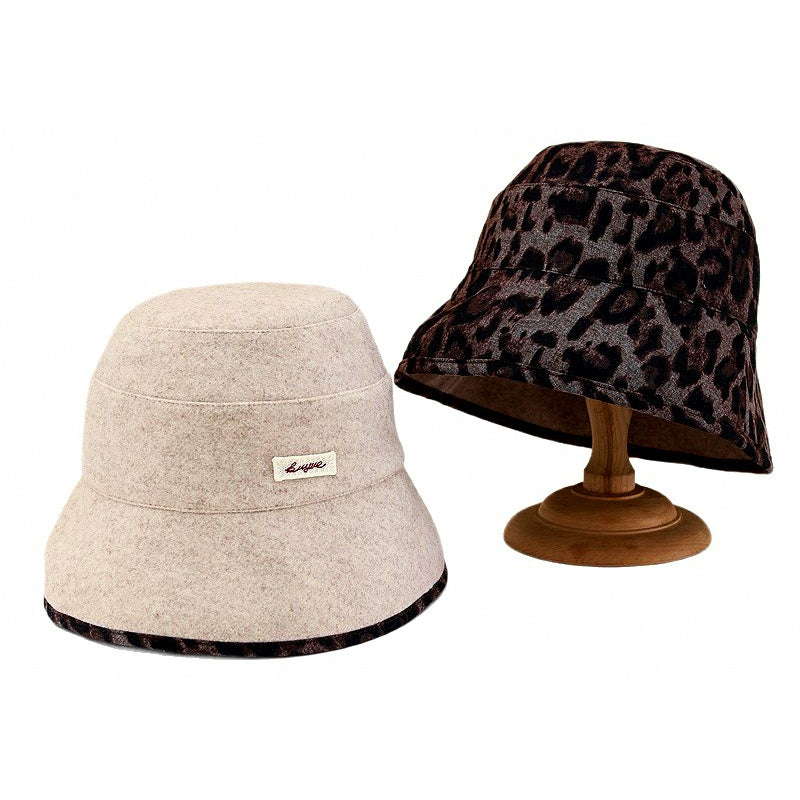 Reversible Leopard Print Bucket Hat, Adjustable, One Size