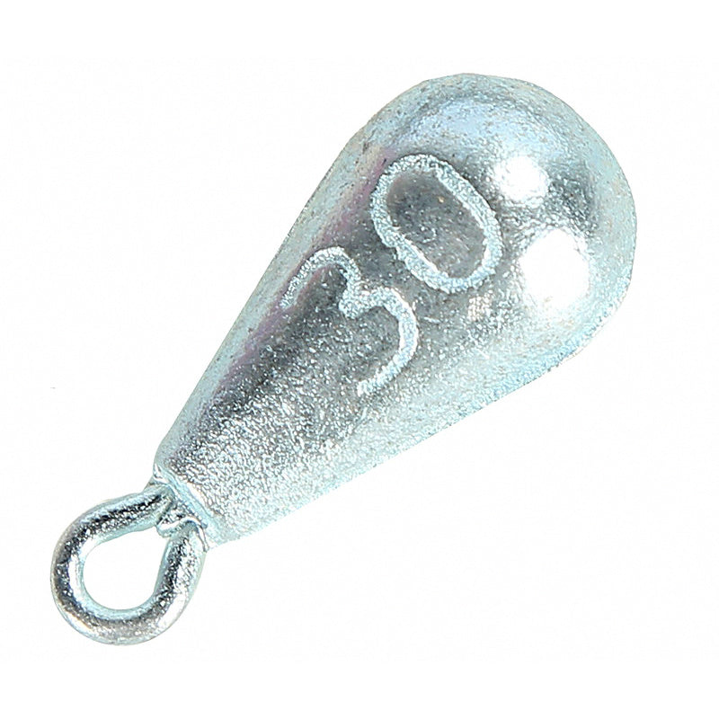 Galvanized Teardrop Sinker with Eye, 30–200 g (1.1–7.1 oz)